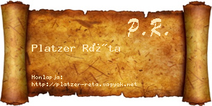 Platzer Réta névjegykártya